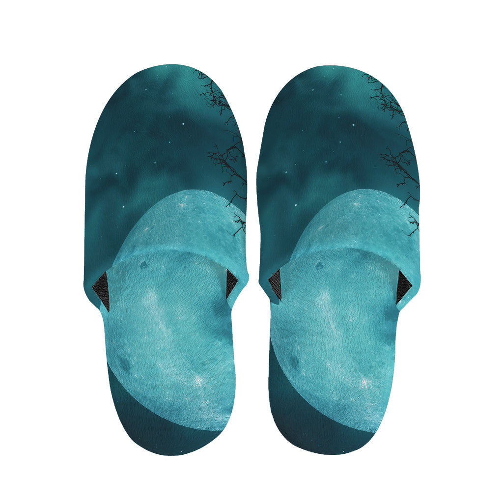 Night Sky And Full Moon Print Slippers