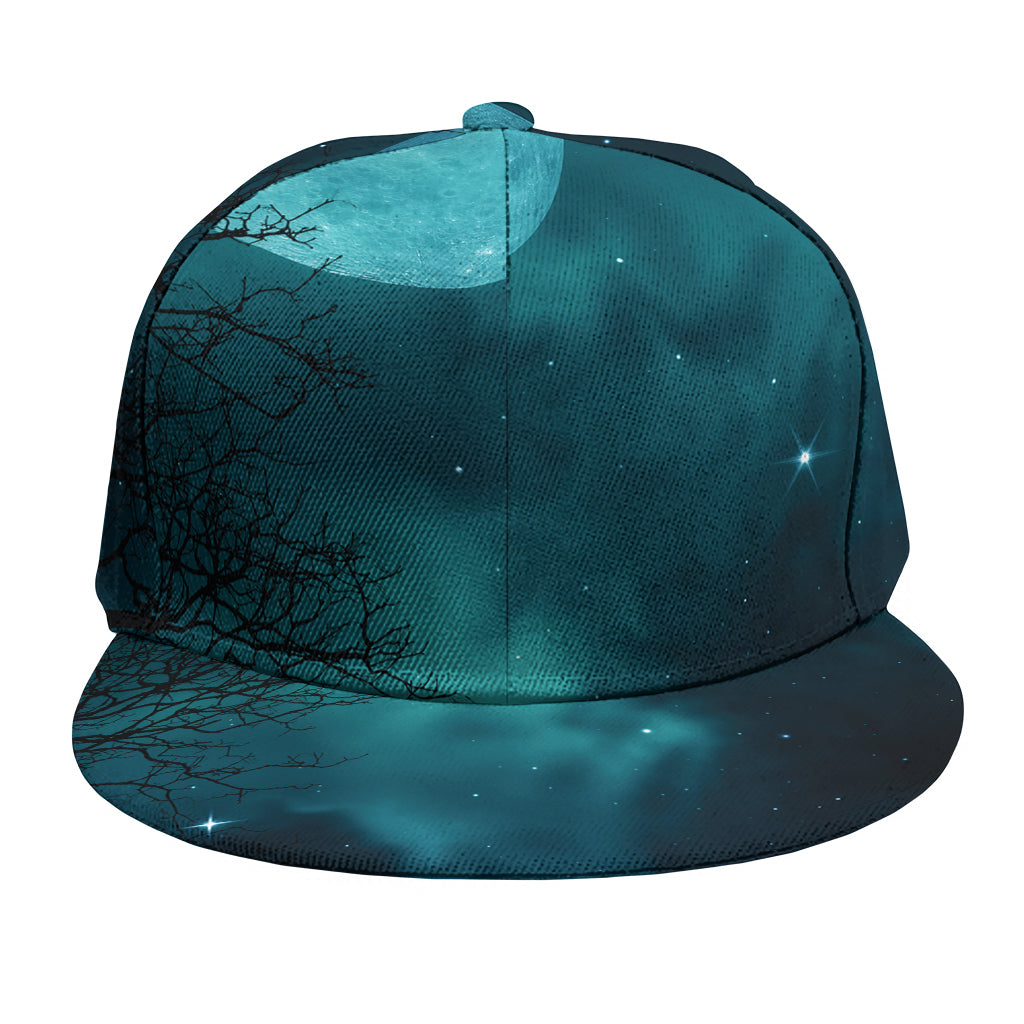 Night Sky And Full Moon Print Snapback Cap