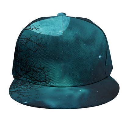 Night Sky And Full Moon Print Snapback Cap