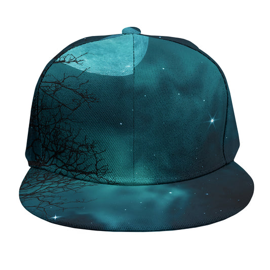 Night Sky And Full Moon Print Snapback Cap
