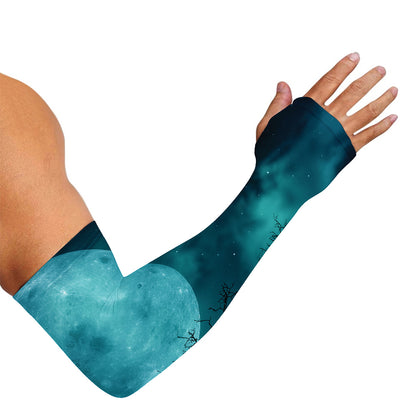 Night Sky And Full Moon Print Sun Protection Arm Sleeves