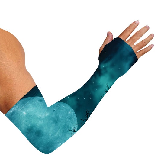 Night Sky And Full Moon Print Sun Protection Arm Sleeves