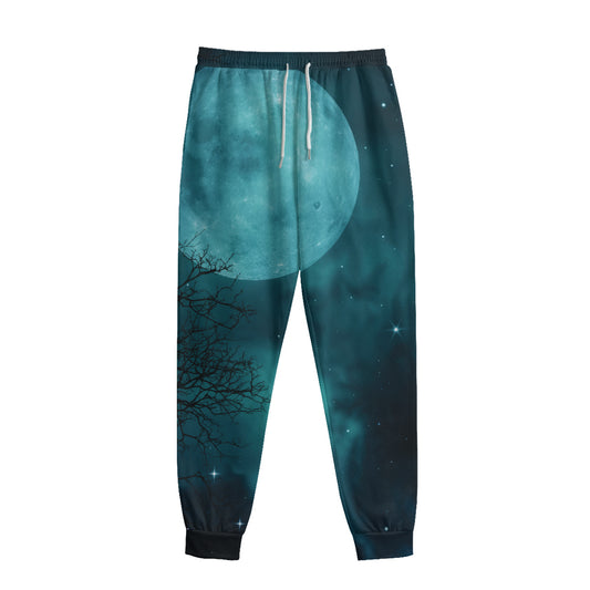 Night Sky And Full Moon Print Sweatpants