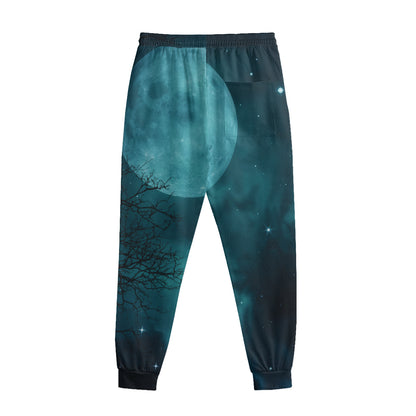 Night Sky And Full Moon Print Sweatpants
