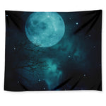 Night Sky And Full Moon Print Tapestry