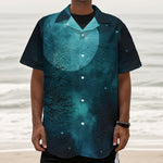 Night Sky And Full Moon Print Textured Short Sleeve Shirt