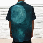 Night Sky And Full Moon Print Textured Short Sleeve Shirt