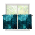 Night Sky And Full Moon Print Tier Curtains