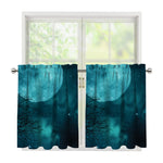 Night Sky And Full Moon Print Tier Curtains