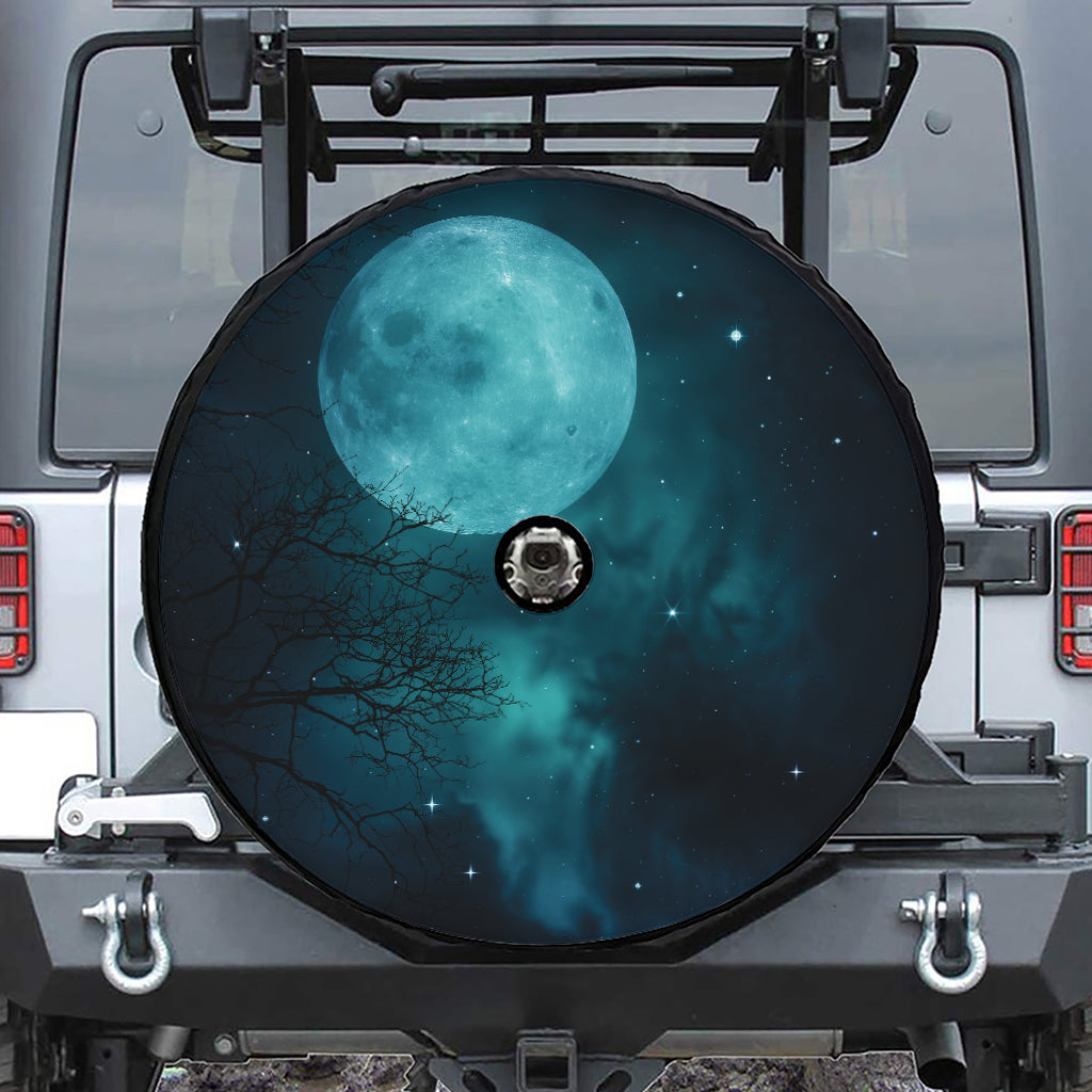 Night Sky And Full Moon Print Tire Cover With Camera Hole