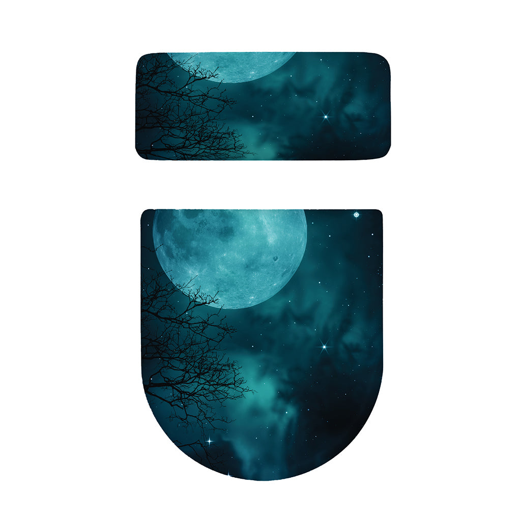 Night Sky And Full Moon Print Toilet Lid And Tank Cover Set