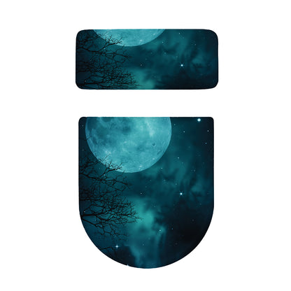 Night Sky And Full Moon Print Toilet Lid And Tank Cover Set