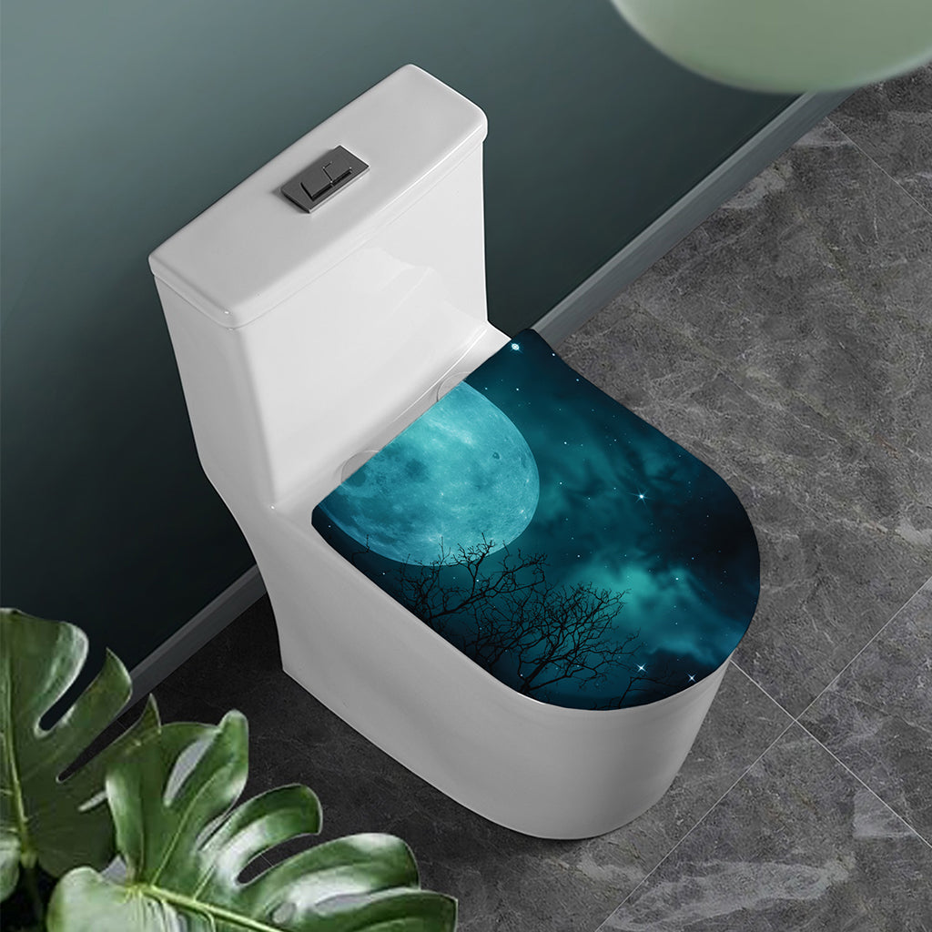 Night Sky And Full Moon Print Toilet Lid Cover