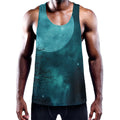 Night Sky And Full Moon Print Men's Workout Tank Top