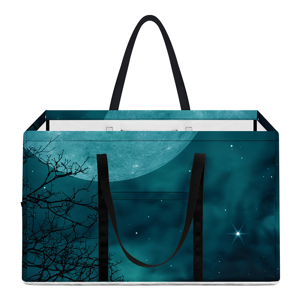 Night Sky And Full Moon Print Utility Tote Bag