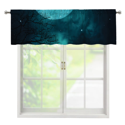 Night Sky And Full Moon Print Window Valance