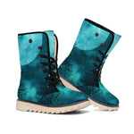 Night Sky And Full Moon Print Winter Boots
