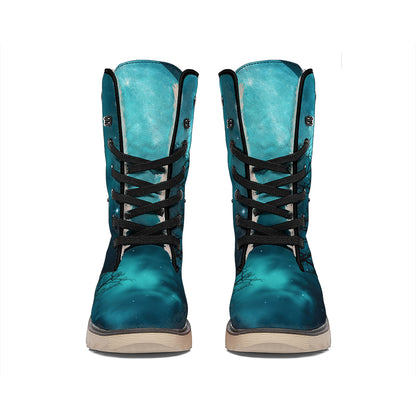 Night Sky And Full Moon Print Winter Boots
