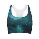 Night Sky And Full Moon Print Women's Sports Bra