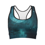 Night Sky And Full Moon Print Women's Sports Bra