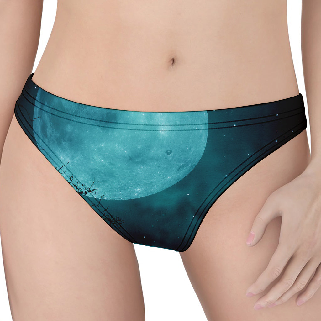 Night Sky And Full Moon Print Women's Thong