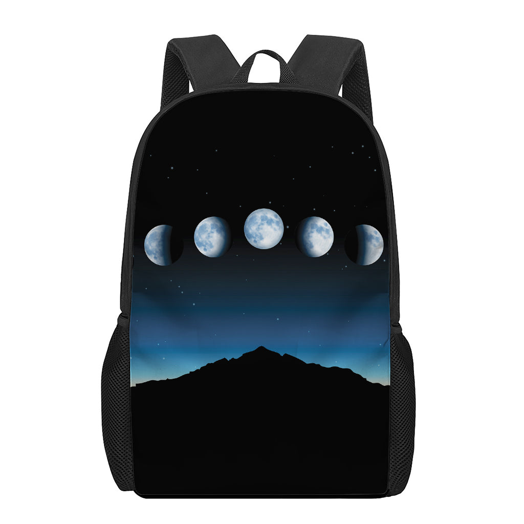 Night Sky And Moon Phase Print 17 Inch Backpack