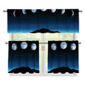 Night Sky And Moon Phase Print 3 Piece Kitchen Curtains