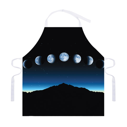 Night Sky And Moon Phase Print Adjustable Apron