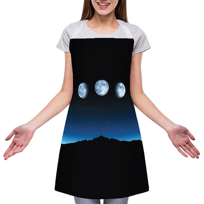 Night Sky And Moon Phase Print Adjustable Apron