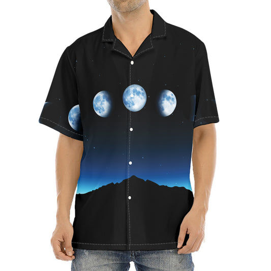 Night Sky And Moon Phase Print Aloha Shirt