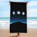 Night Sky And Moon Phase Print Beach Towel