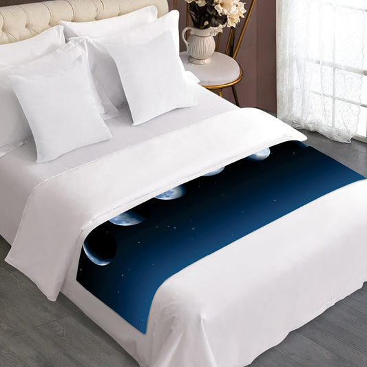 Night Sky And Moon Phase Print Bed Runner