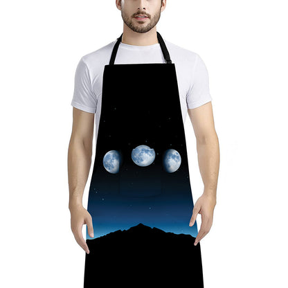Night Sky And Moon Phase Print Bib Apron With Pocket