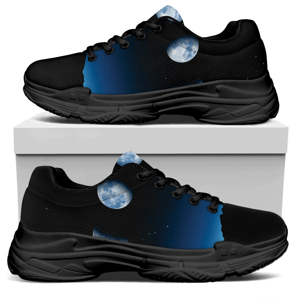 Night Sky And Moon Phase Print Black Chunky Shoes