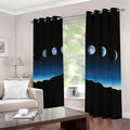 Night Sky And Moon Phase Print Dimout Grommet Curtains