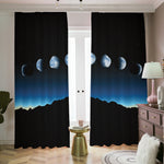 Night Sky And Moon Phase Print Blackout Pencil Pleat Curtains