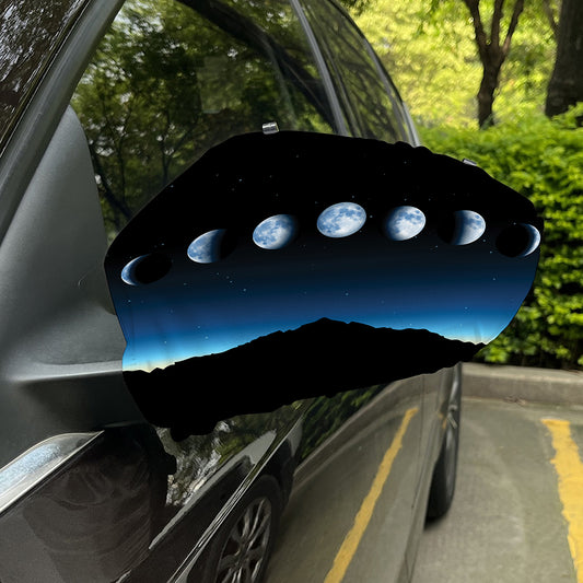 Night Sky And Moon Phase Print Car Side Mirror Covers