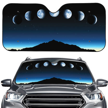 Night Sky And Moon Phase Print Car Windshield Sun Shade