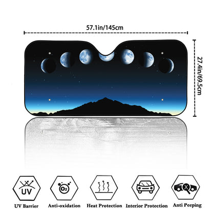 Night Sky And Moon Phase Print Car Windshield Sun Shade