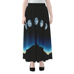 Night Sky And Moon Phase Print Chiffon Maxi Skirt