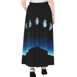 Night Sky And Moon Phase Print Chiffon Maxi Skirt