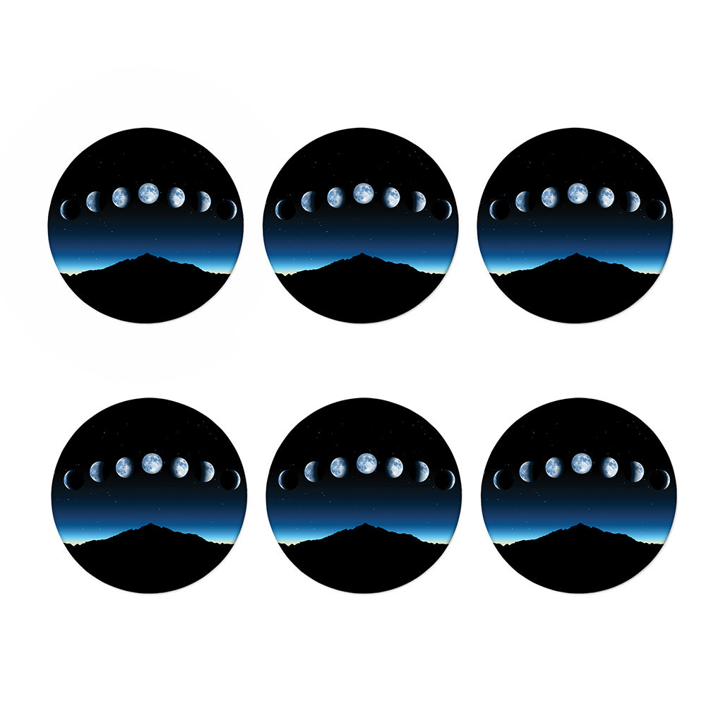 Night Sky And Moon Phase Print Coaster Set