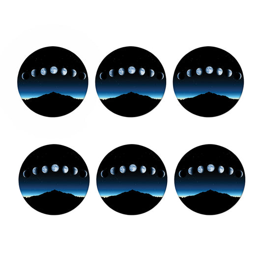 Night Sky And Moon Phase Print Coaster Set