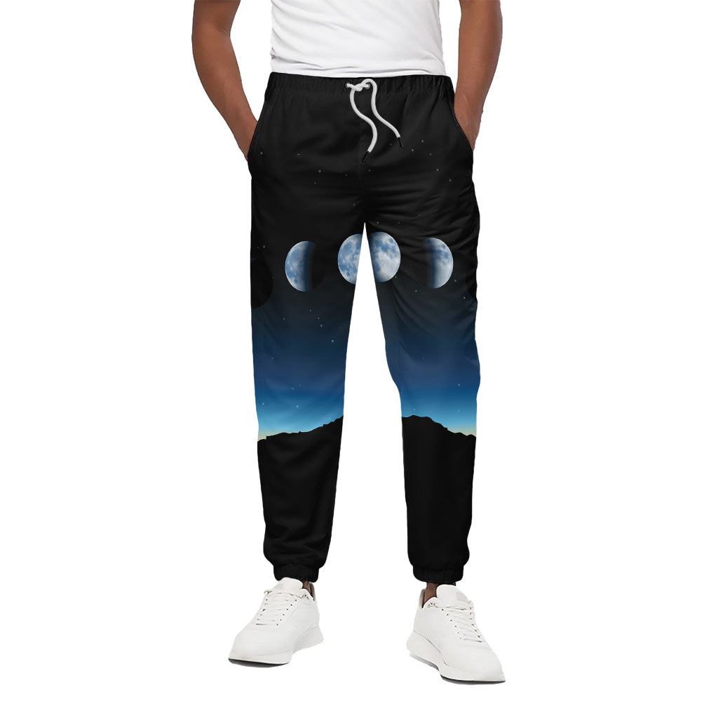 Night Sky And Moon Phase Print Cotton Pants