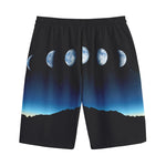Night Sky And Moon Phase Print Cotton Shorts