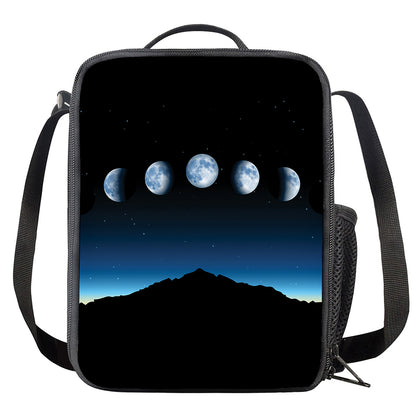 Night Sky And Moon Phase Print Crossbody Lunch Bag
