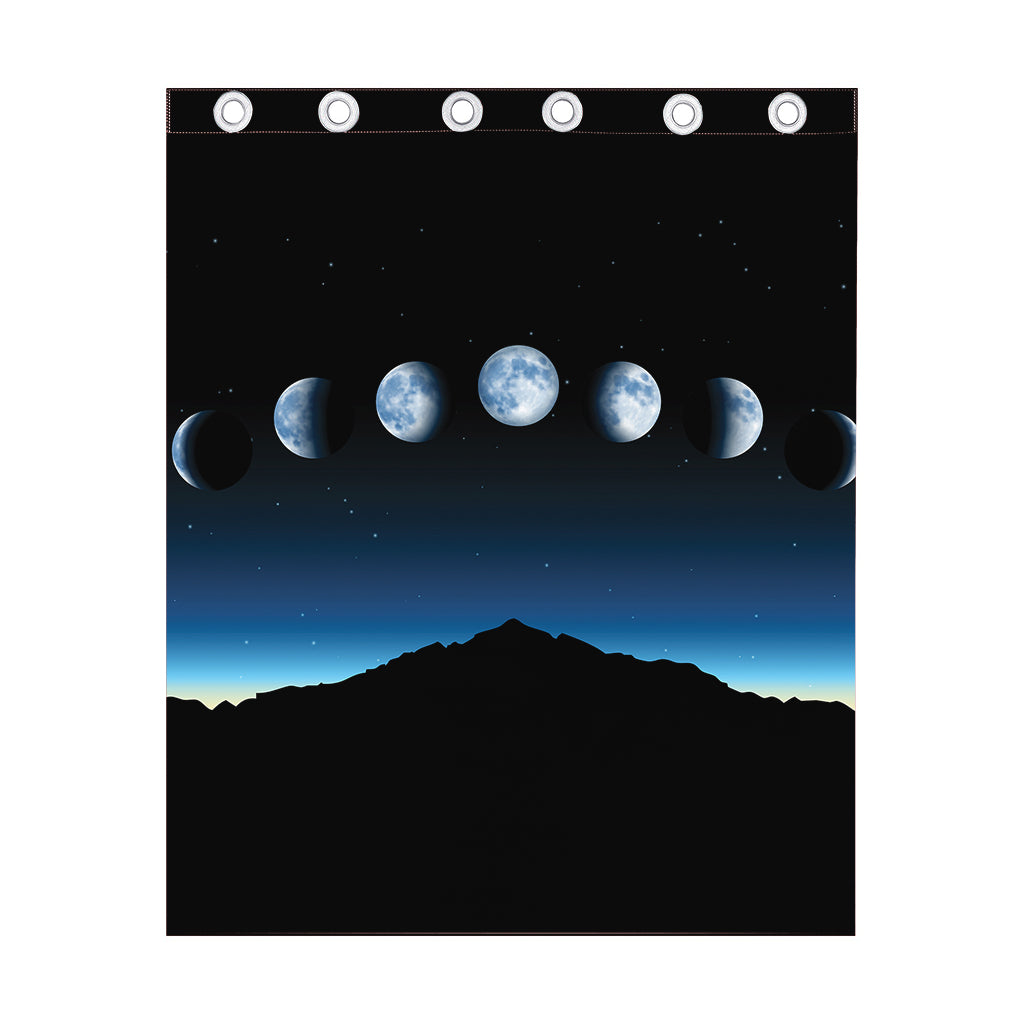 Night Sky And Moon Phase Print Curtain