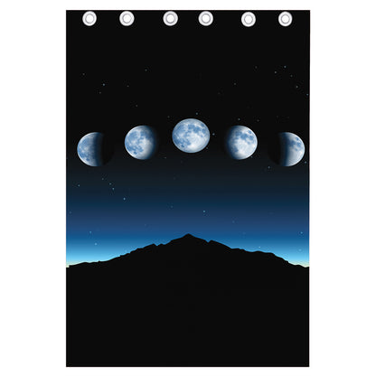 Night Sky And Moon Phase Print Curtain