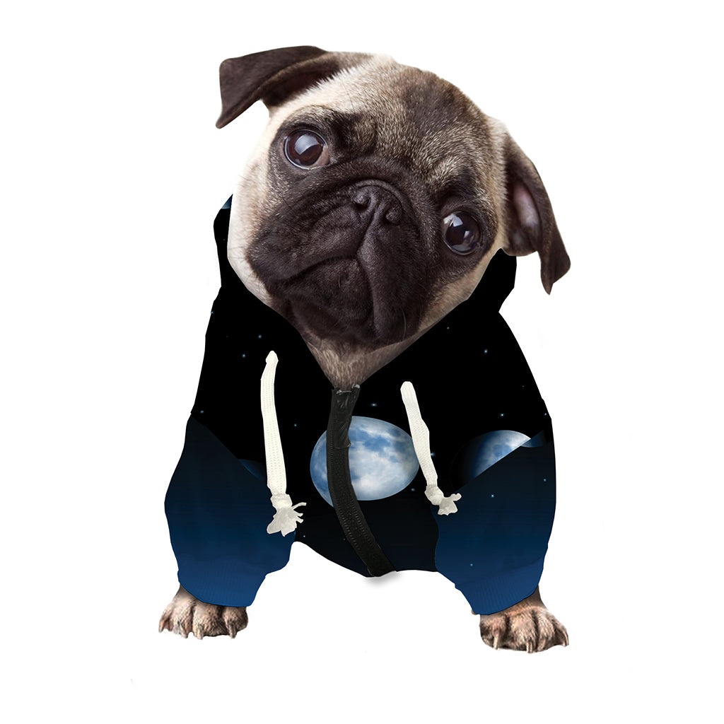 Night Sky And Moon Phase Print Dog Zip Up Hoodie