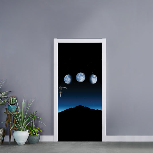 Night Sky And Moon Phase Print Door Sticker